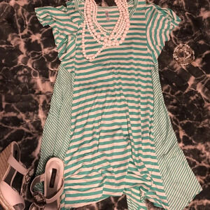 Umgee teal striped dress